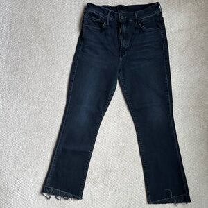 Mother The Insider Crop Step Fray  Women’s Straight-Leg Jeans - Black